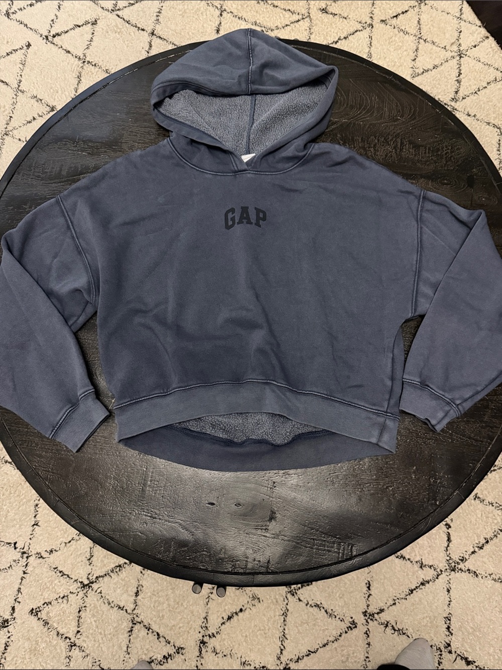 GAP Slate Blue Hooded Cropped Sweatshirt